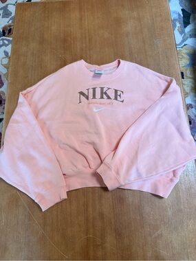 Nike Peach-Pink Crewneck Sweatshirt with Arch Logo